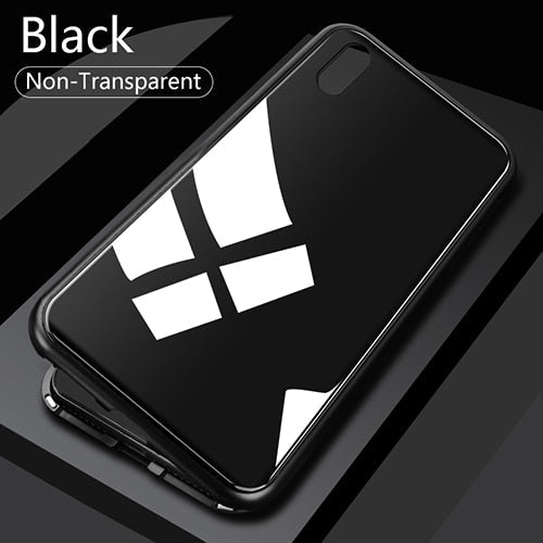 Double sided Magnetic Case for iPhone X Clear Tempered Glass Magnet Adsorption Case