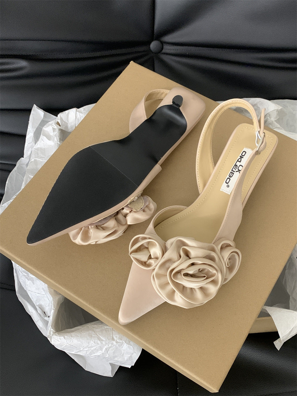 French Flower Closed Toe Sandals
