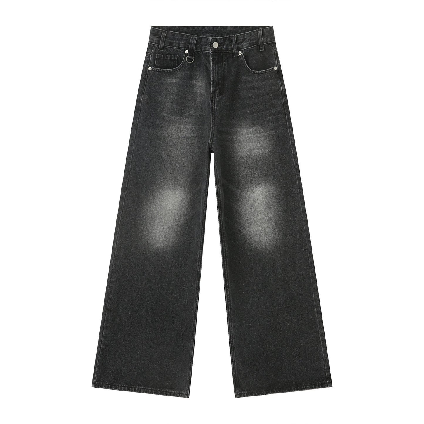 American High Street Simple Wind Black Loose Casual Jeans