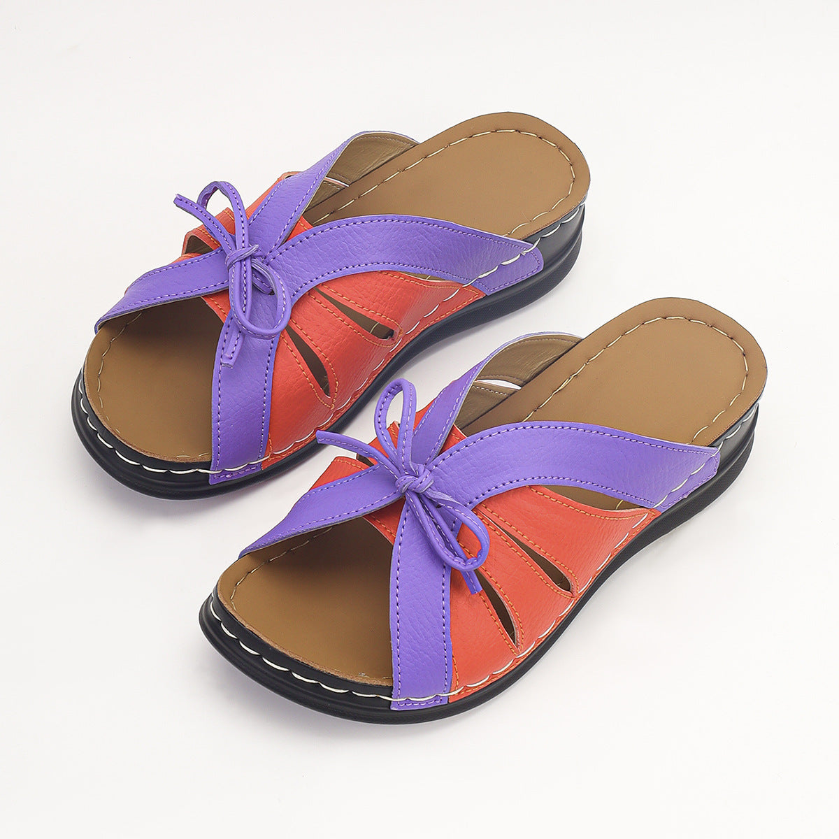 Plus Size Hollow Fish Mouth Wedge Slippers