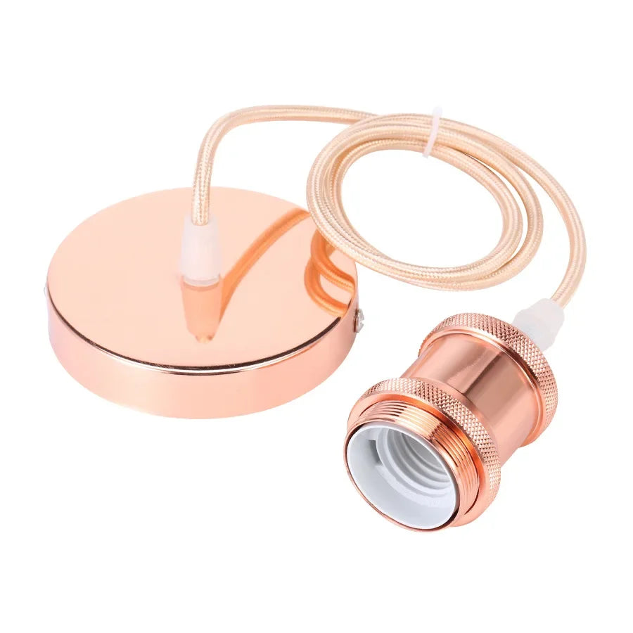 E27 suspension wire lamp holder, antique copper metal pendant lamp holder set, vintage electroplated aluminum shell lamp holder
