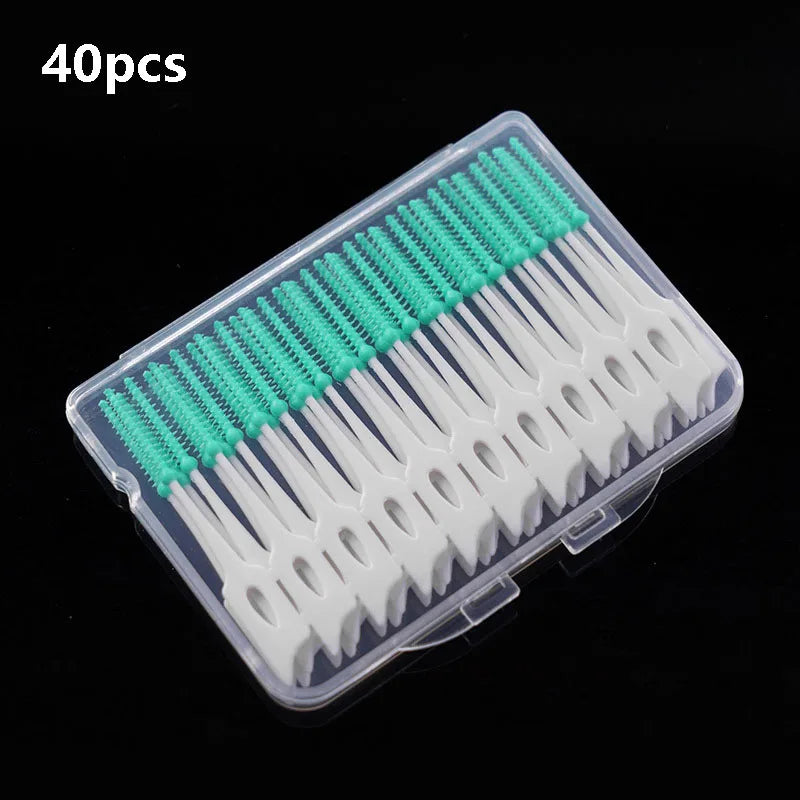 Interdental Silicone Brushes 200 Units Dental Toothpicks Brush Between Teeth With Thread Oral Cleaning Tools