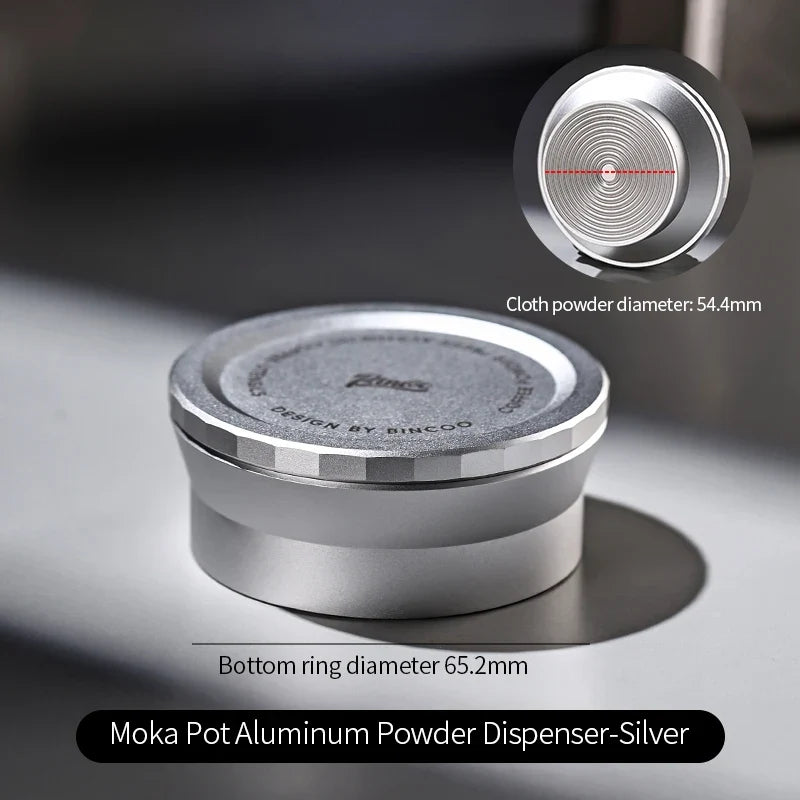 Bincoo Moka Pot Coffee Distributor, Aluminum Alloy Dosing Ring, Tamper, Anti-Spill Powder Funnel, Threaded Bottom Coffee Press