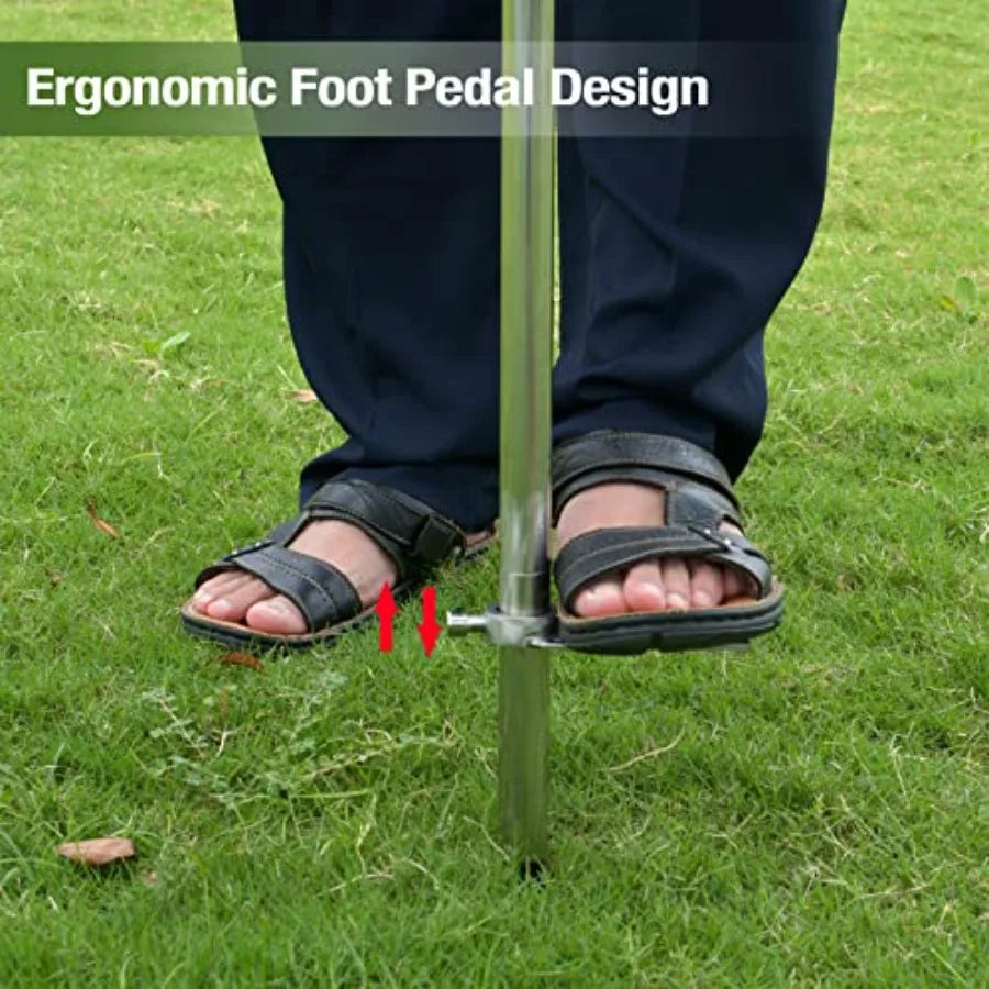 Soil Probe 35 Inch with 2 Bags Straight Soil Sample Probe for Lawn House Plants T-Handle Soil Sampler Probe Rod with Pedal Stai