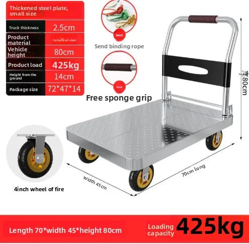 Heavy Duty Foldable Garden Cart Utility Wagon All Terrain Wheels Steel Dump Bed Hauling Mulch Firewood Plants Tools Carrito