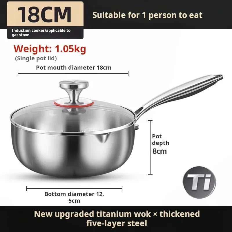 2025 New Pure Titanium Shizong Small Milk Pot Non-stick Coating Baby Complementary Food Pot Induction Cooker Special Soup Pot