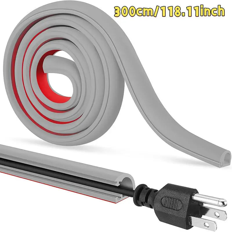 2/3Meter Cord Management Channel Invisible Decorative Wire Cover Anti-Step Protector Adhesive Soft Cable Raceway With Cap