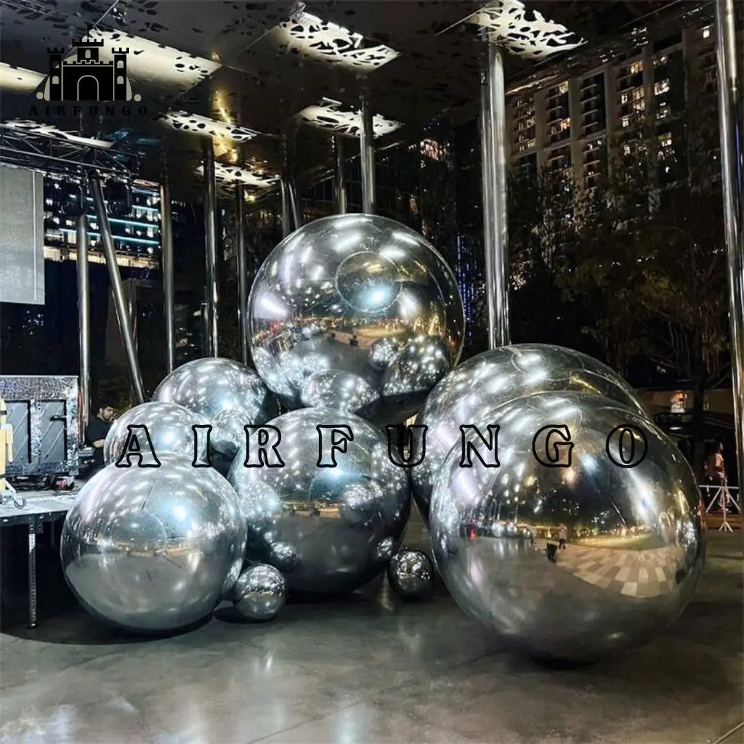 Airfungo Big Inflatable Mirror Balls INFLATABLE MIRROR BALL/SPHERE KIT (INCLUDES PUMP) - 4 SIZES / 6 PIECE KIT Customization