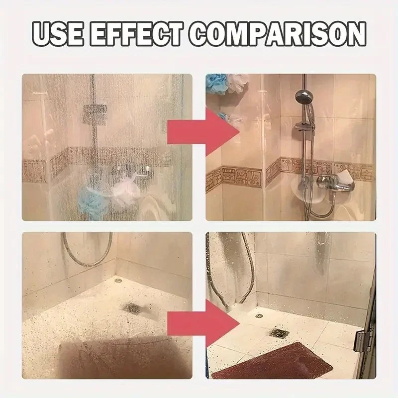Powerful Bathroom Glass Polish Gel • Hard Water Stain Remover & Scale Cleaner for Shower Doors, Tiles, Stainless Steel • Multi-S