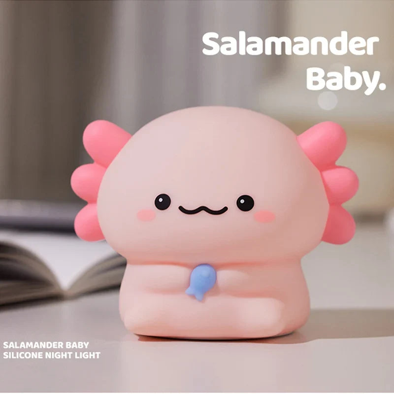 Axolotl Baby Night Light Cute Silicone Salamander Sleep Light USB Rechargeable Touch Control Night Light Children Birthday Gift