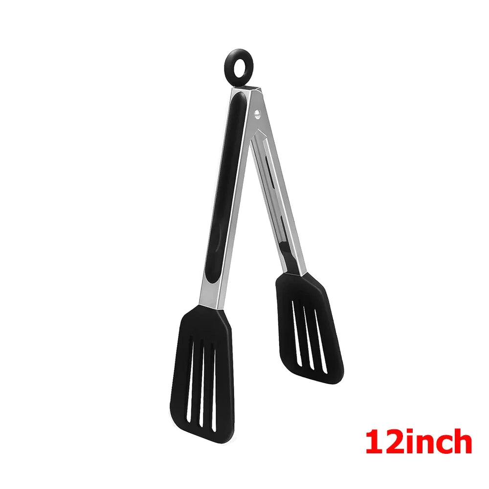 9 12 inch Kitchen Tongs For Cooking with Silicone Tips Heat Resistant Locking Cooking Tongs Non-Stick Food Tongs YY211