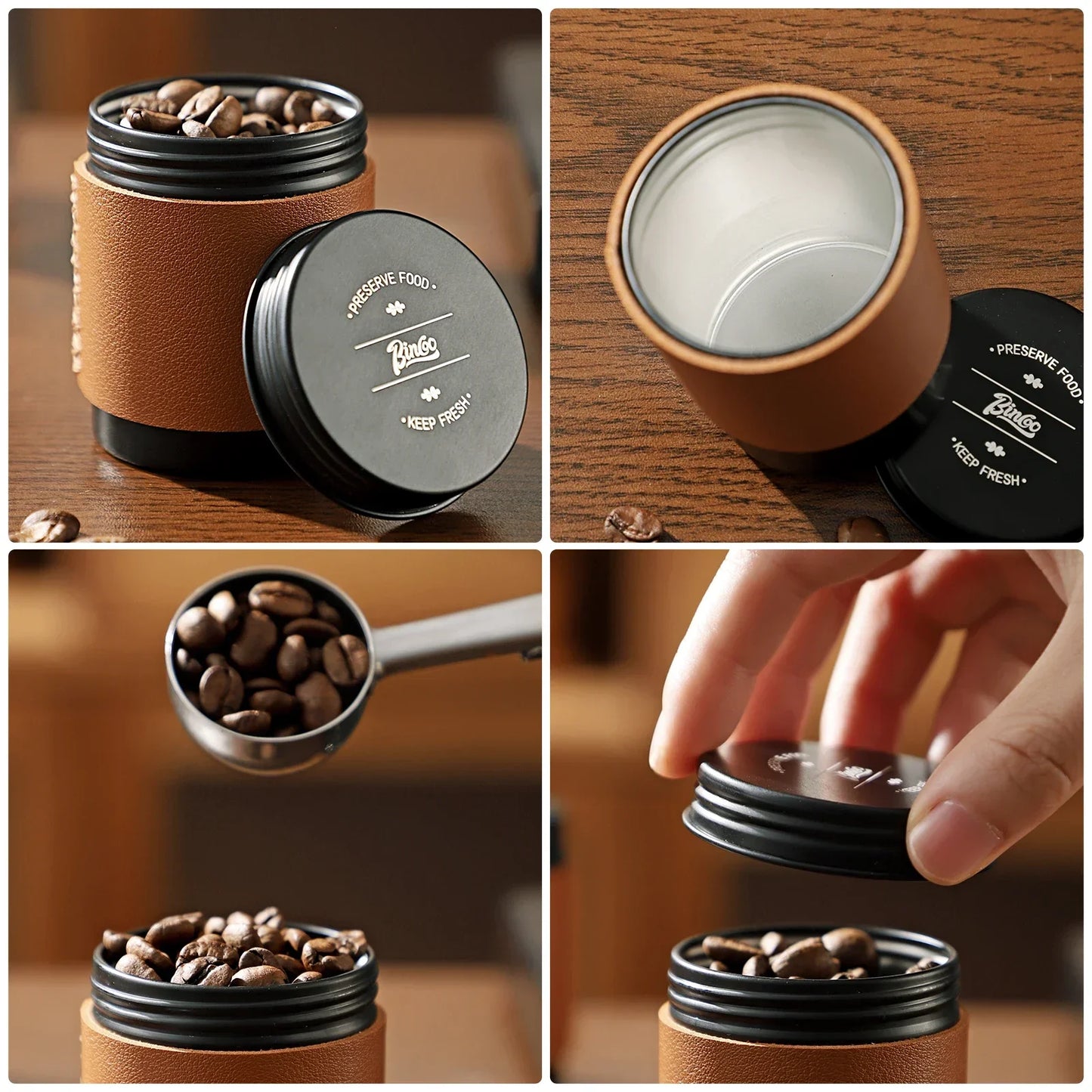 Bincoo Mini Coffee Canisters 2-Pack 80ML, Portable Storage Bottles, Outdoor Coffee Powder Containers, Airtight Freshness Keepers