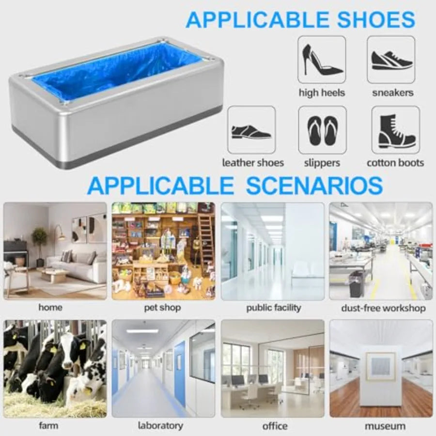 Shoe Covers Dispenser with 200pcs Disposable Shoe Covers Non Slip Automatic Shoe Cover Machine Fits Size Up to 11 US Men for Ho