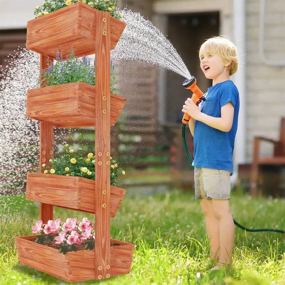4 Tier Wooden Ladder Garden Bed Stand Extre Large Elevated Planter Fruit Box