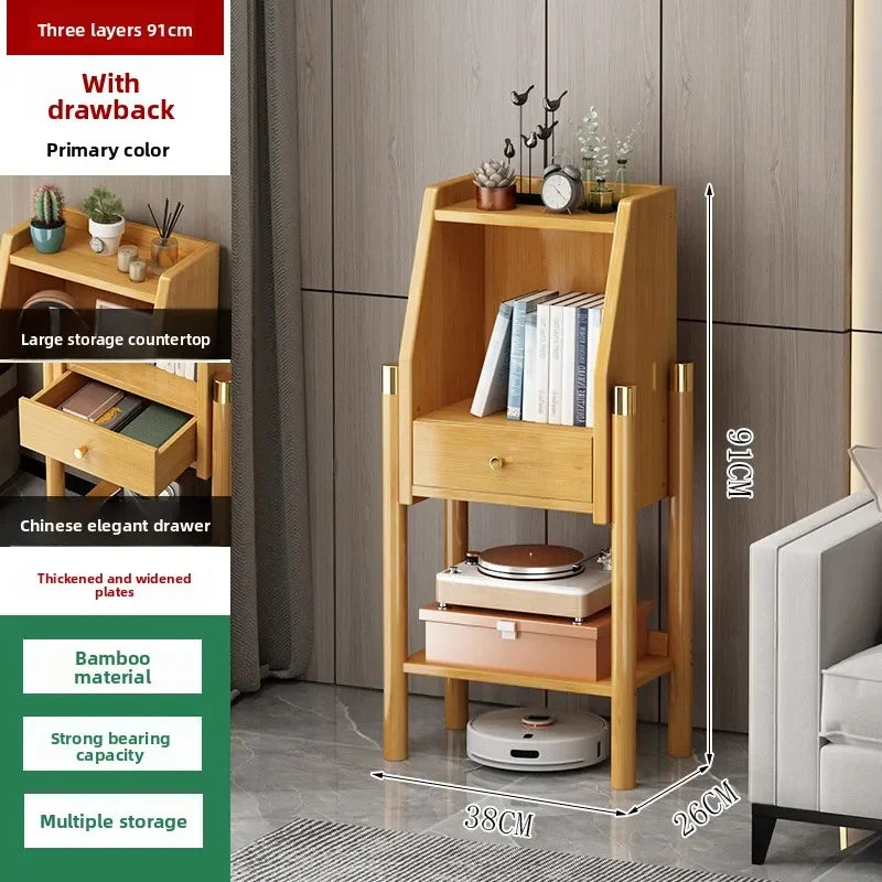 Bookshelf Shelf Floor-to-ceiling bookcase Simple living room wall locker Corner cabinet TV side cabinet Display cabinet Bamboo