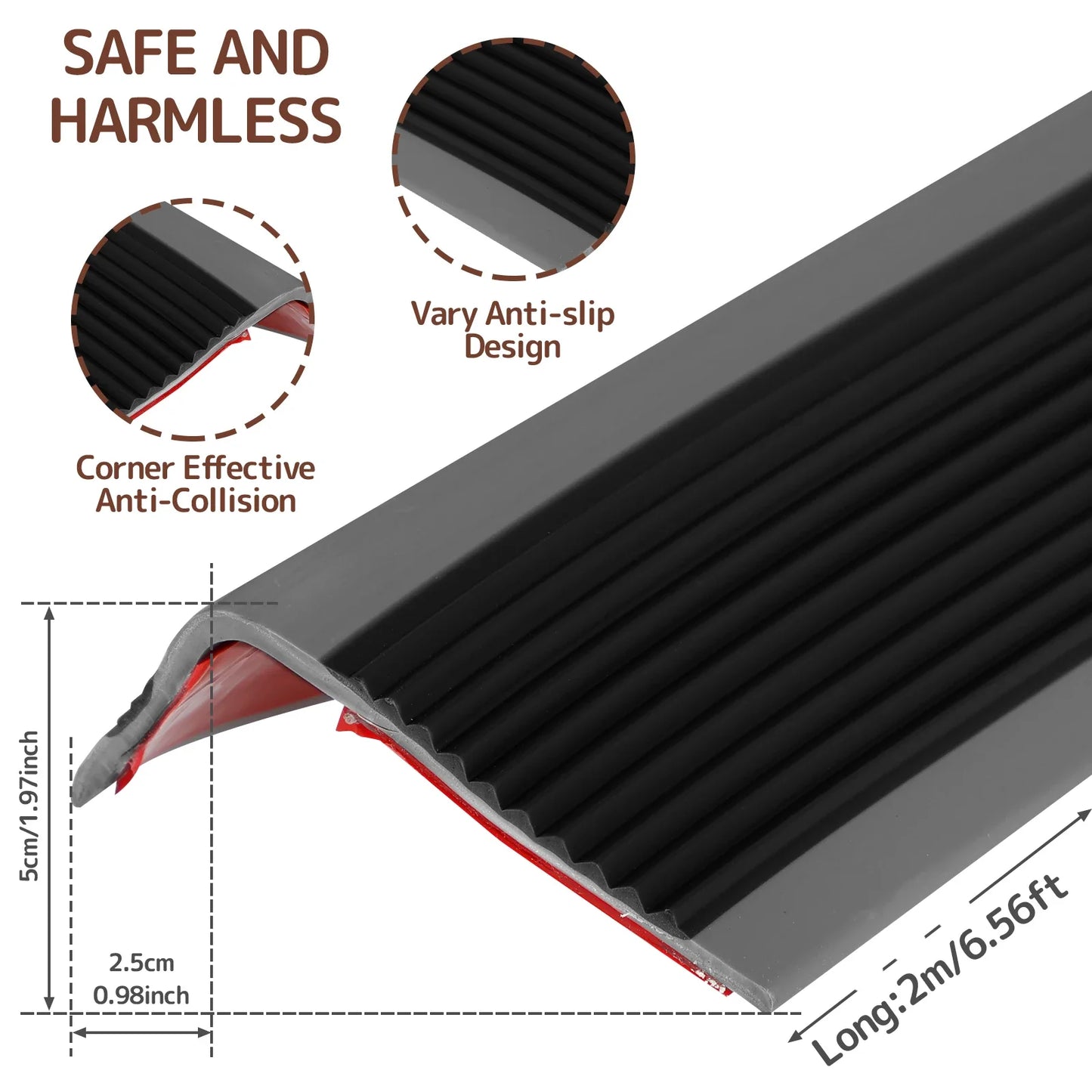 1 Roll Stair Edge Protector Soft PVC Non-slip Stair Nose Edging L-Shape Self-Adhesive Step Edge Trim Strips 2m Step Protector