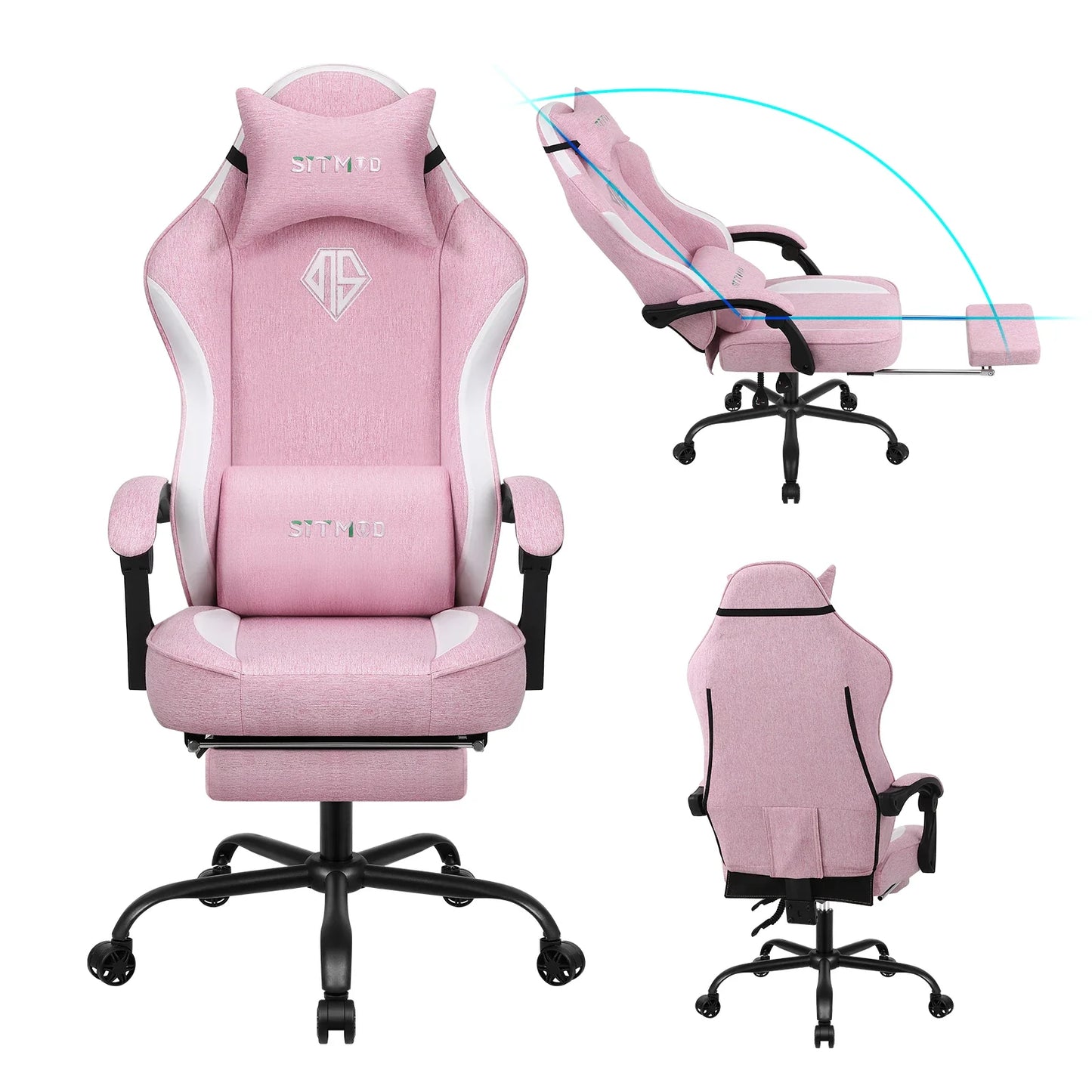 Height Adjustable 360°-Swivel Gaming Chair - Computer Chair With Footrest And Lumbar Support, Headrest For Office Or Gaming