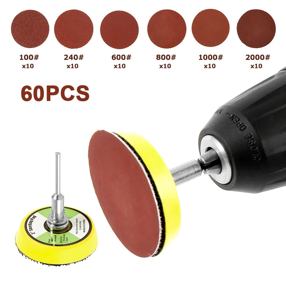 2 Inch Sanding Disc 80-3000 Grit Alumina Sanding Pad Drill Grinder Rotary Tools Accessories Quick Change Sanding Sheet for Metal