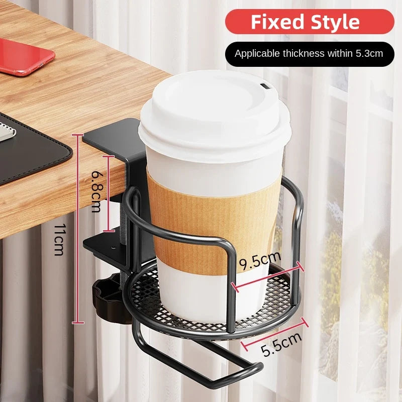 2 in 1 Desk Cup Holder with Headphone Hanger Holder, Anti-Spill Cup Holder-360° Rotation Stand Hook Suitable for Coffee Mups