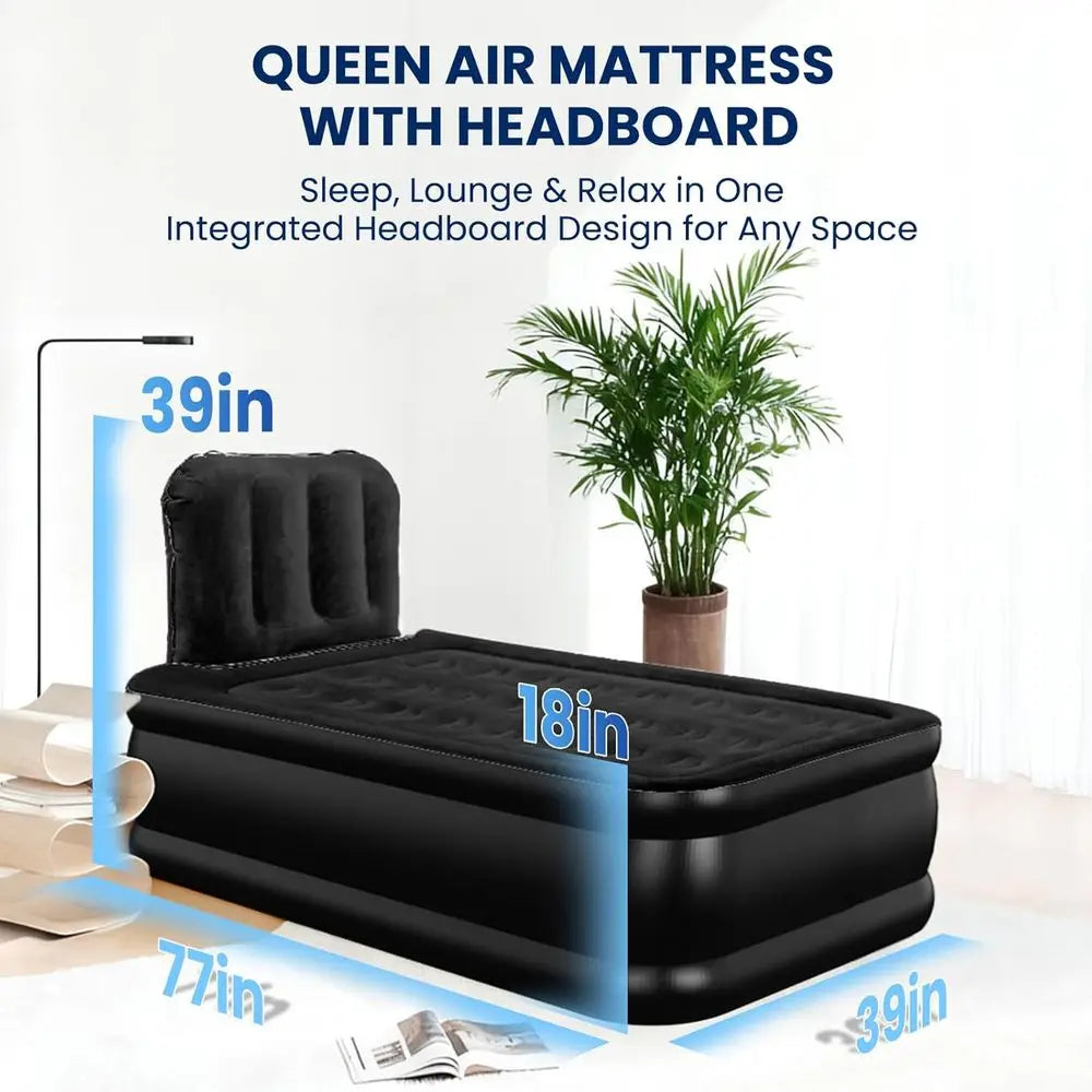 Inflatable Mattress with Built-in Pump, 500 lbs Capacity, Silent Design, Leak-Tested, Quick Inflate/Deflate, Portable for Home a