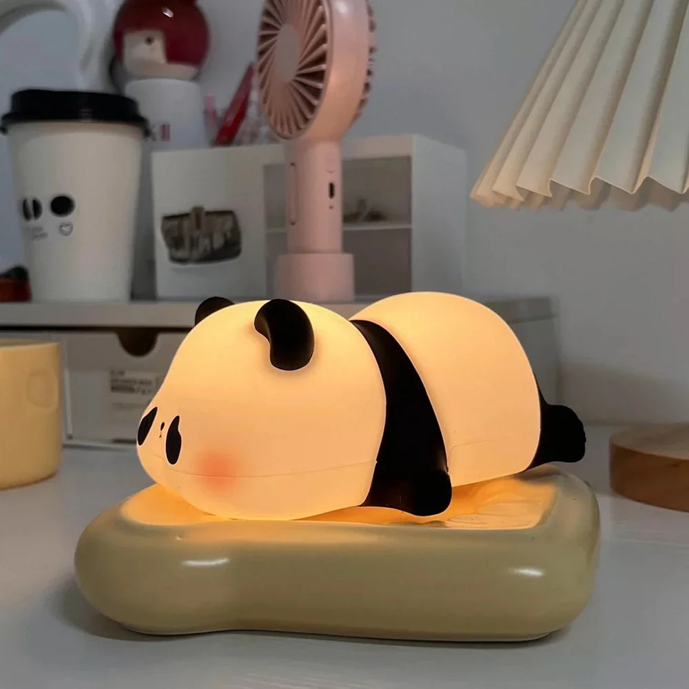 Rechargeable Sensor Touch Night Lights Cute Panda Silicone Lamp LED Dimming Lamp Bedside Decor Kids Night Light Birthday Gift