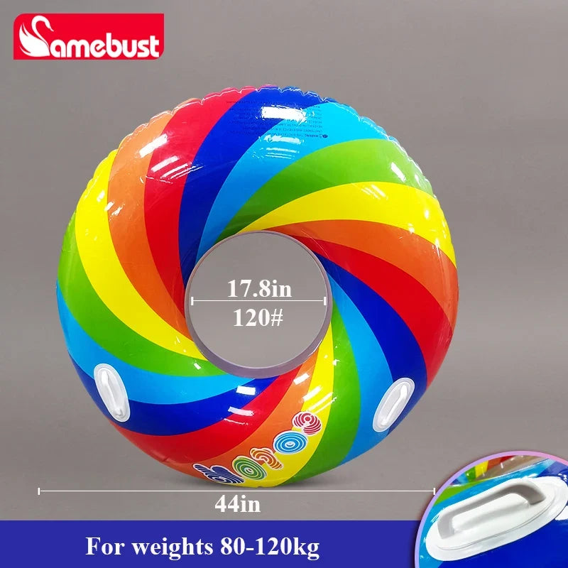 Camebust Double Valves Swim Ring Inflatable Float Tube Water Play Toys for adult kids Blue and Yellow Color 43in