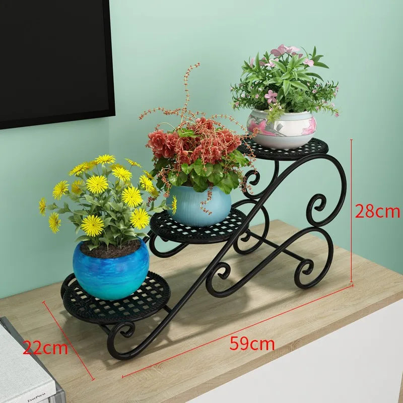 Two Tier Iron Plant Stand Floor Balcony Plant Rack Indoor Living Room Minimalist Flower Pot Shelf Hanging Plants Plant Rack