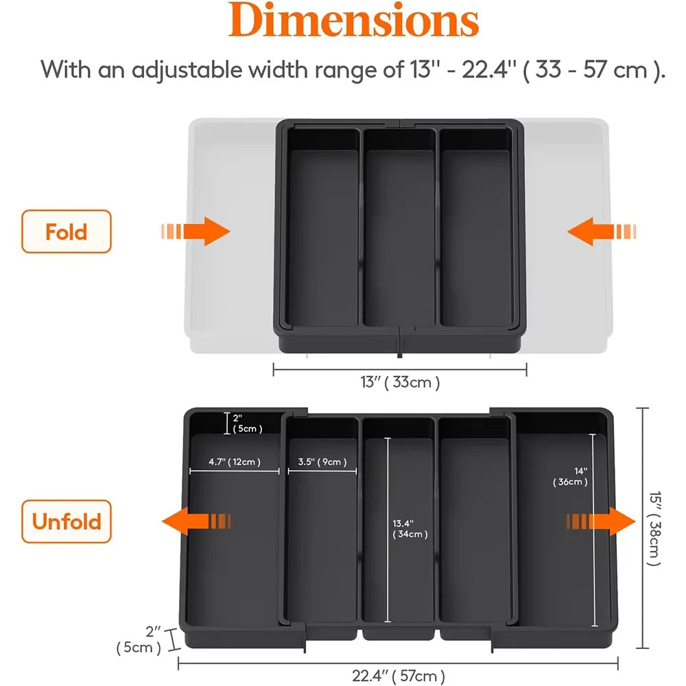 Expandable Utensil Organizer for Kitchen Drawers Large Silverware Drawer Organizer Divider Adjustable Cooking Utensil Tray