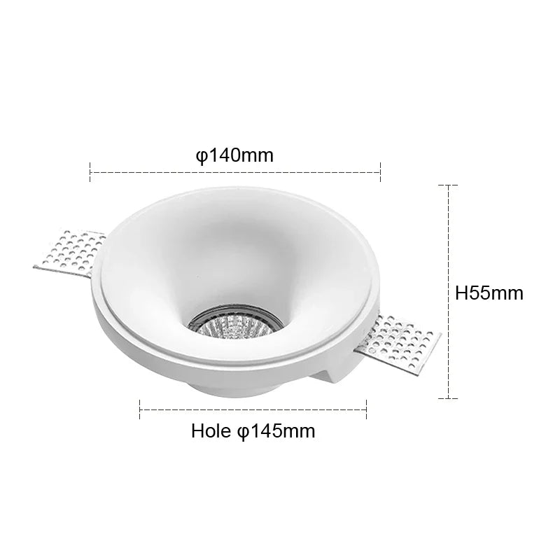 Recessed Gypsum Downlight Ceiling Lamp GU10 LED Anti-Glare Embedded Borderless Spotlight Living Room Bedroom Aisle Home Lighting