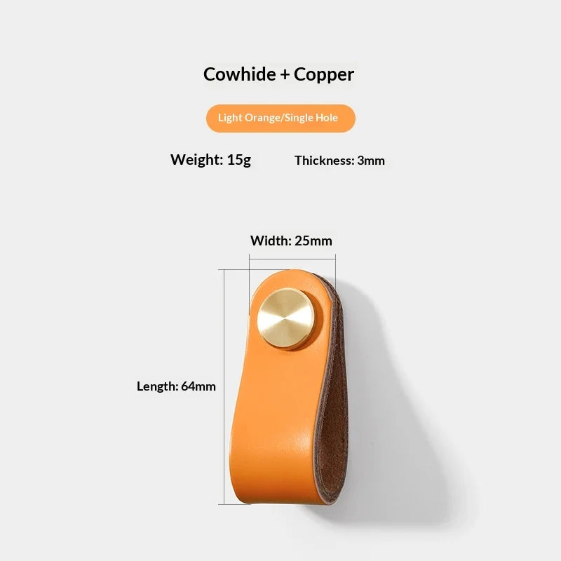 Colorful Brass Leather Cabinet Drawer Pull Handle Knob Solid Heavy Duty Furniture Hardware Kitchen Bathroom Bedroom Furniture