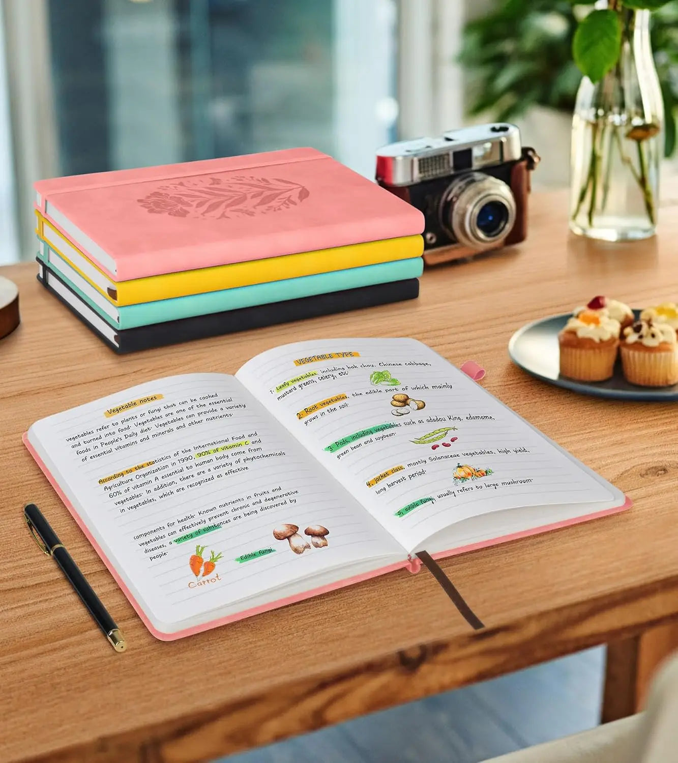 A5 Pink Hardcover Leather Journal for Women, 200 Pages Lined Notebook with Elastic Closure, Perfect for Writing and Travel