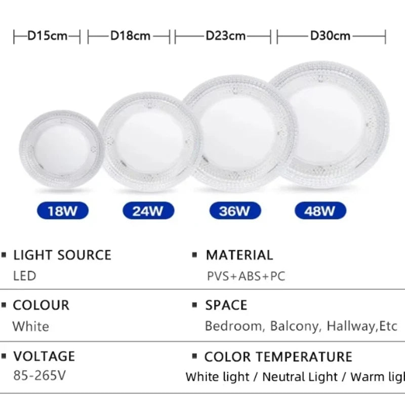 Ultra-thin Round LED Ceiling Light Bedroom Light Neutral White Cool White Warm White 48W 36W 24W 18W LED Ceiling Light AC90-260V