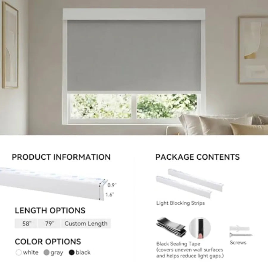 PVC Light Blockers Blackout Light Blockers Side Tracks for Window Shades and Blinds Side Tracks for Blackout Shades Easy to Ins