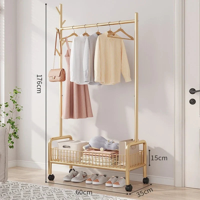 Foldable Standing Coat Rack Clothes Hanger Floor Coat Stand Portable Collapsible Organizer Bedroom Balcony Entryway Hall