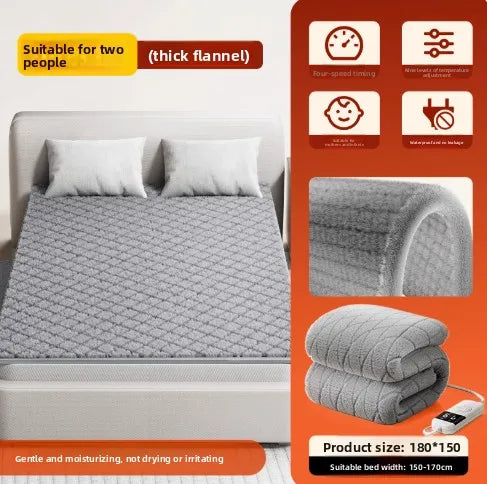 Electric Heated Blanket Soft Plush Fast Heating Dual Zone Remote Auto Shutoff Queen King Size Machine Washable Manta Para Cama