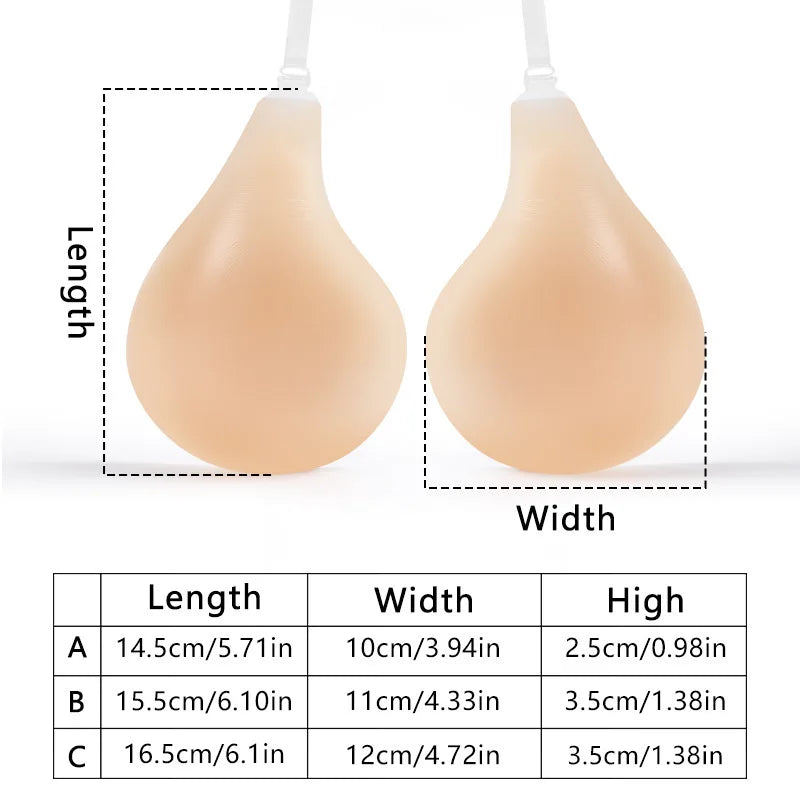 Spoon shaped lifting bra with shoulder straps for anti sagging, invisible and seamless gathering, silicone chest patch