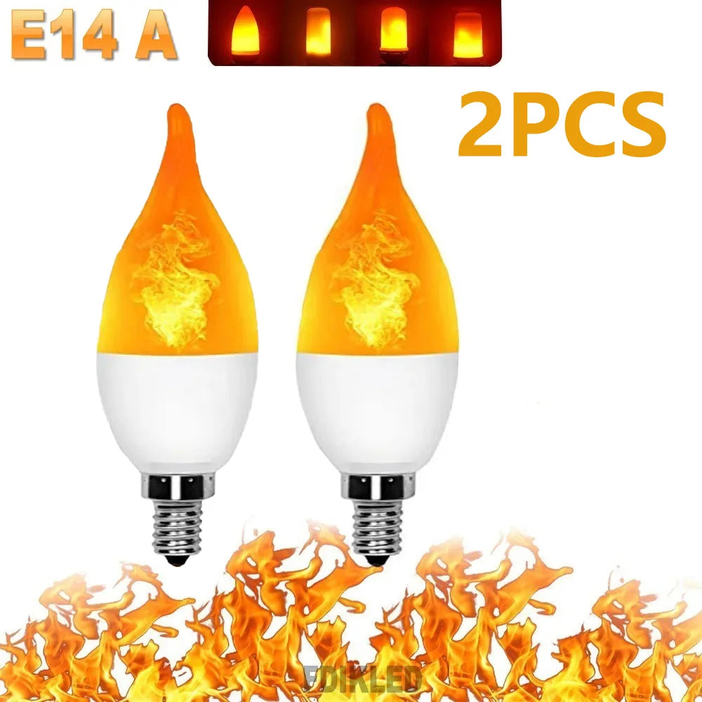 2PCS E14 Led Simulated Flame Bulbs 9W AC85-265V Luces Home Electronic Accessories Lamp Flame light Effect Bulbs Lampada