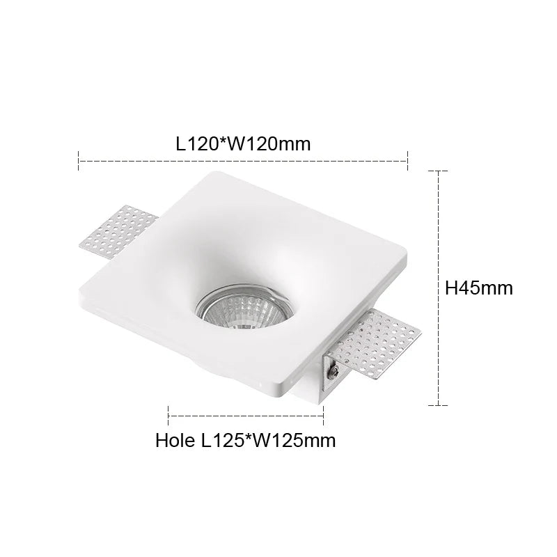 Recessed Gypsum Downlight Ceiling Lamp GU10 LED Anti-Glare Embedded Borderless Spotlight Living Room Bedroom Aisle Home Lighting