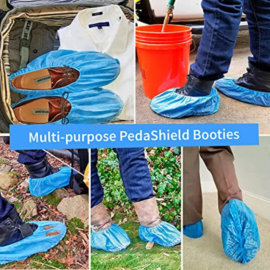Premium XL Booties -Thick Extra Large Disposable Boot and Shoe Covers Non Slip Water Resistant Feet Protectors Construction Dur
