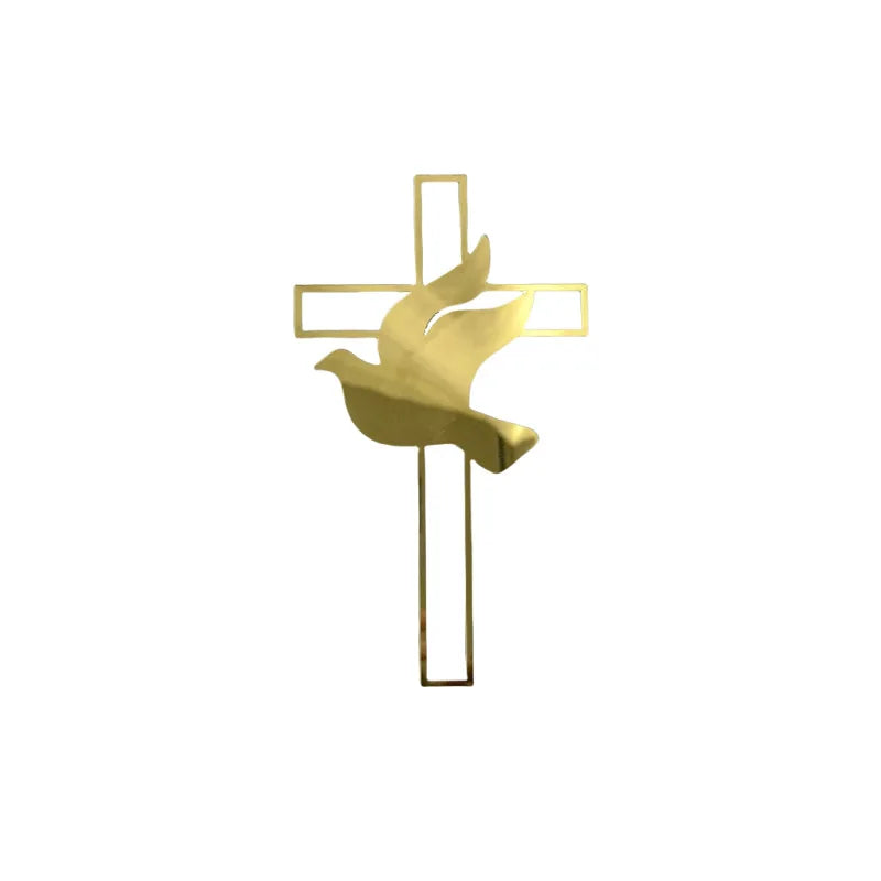 2025 Christ Cross Birthday Cake Topper Gold Acrylic Dove Cross Eucharist Baptism Party Communion Baptism Cake Topper Decoration