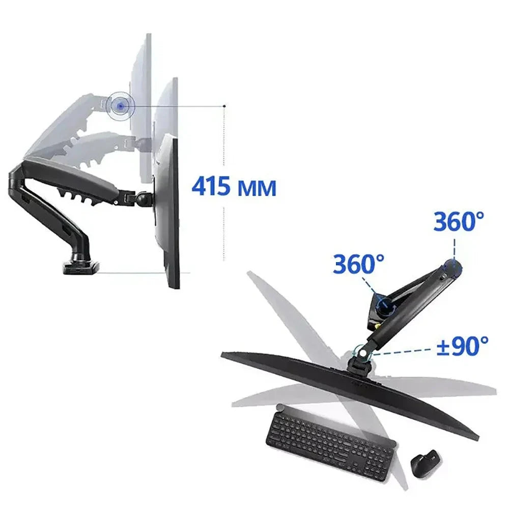 Adjustable PC Monitor Arm Support NB F80 Single Monitor Bracket Up To 30 Inches Computer Desk Mount Stand Adjustable Gas Spring