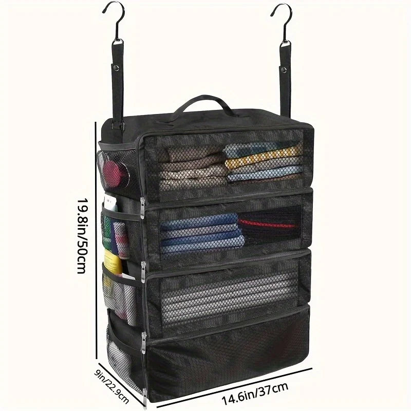 Large capacity foldable multifunctional clothing storage bag, wardrobe hanging clothing storage bag, multi-layer storage