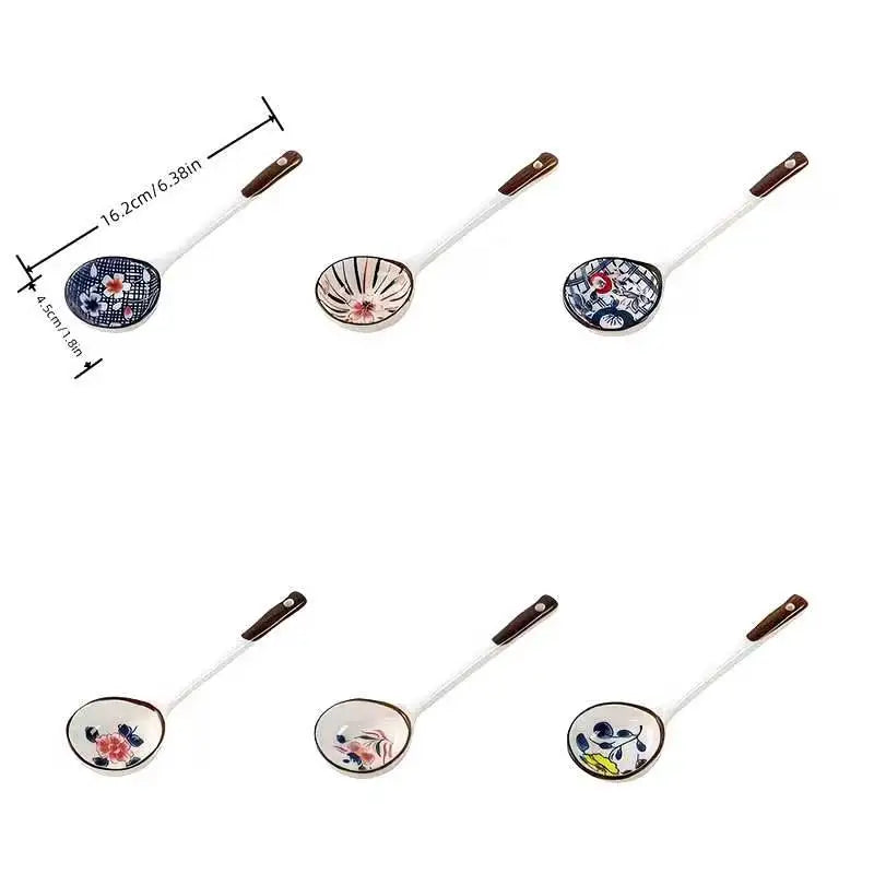 Gift Set Household Ceramic Spoon Hand-painted High-value Long-handled Spoon Creative Dessert Spoon Eco-friendly Underglaze Paint