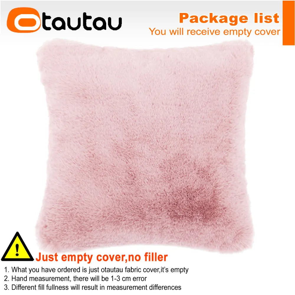 OTAUTAU Top Soft Fuffy Faux Bunny Fur Throw Pillow Case Sofa Couch Cushion Pillows Cover No Filler Baby Pet Bed ZT2TM1T
