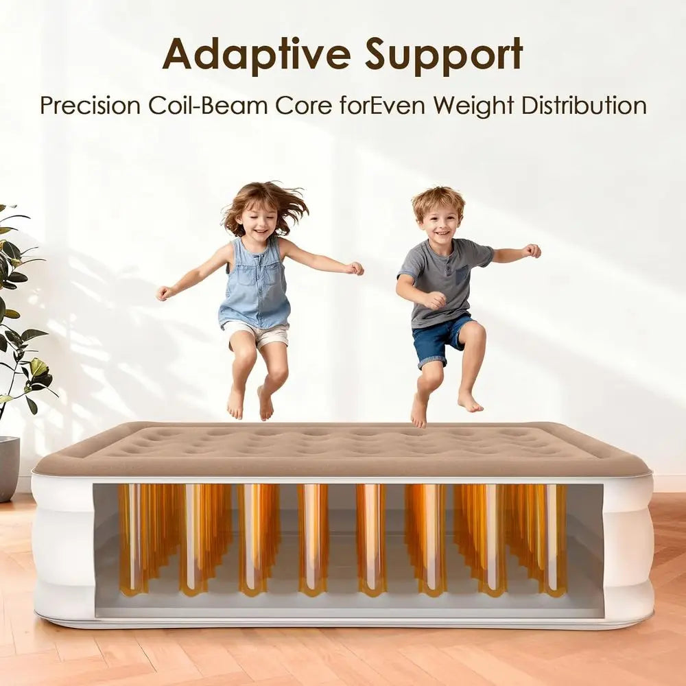 Extra Long Twin XL Inflatable Bed with Pump, Portable Air Mattress for Camping, Sleepovers, and Moving