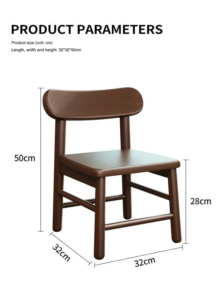 Solid Wood Backrest Chair Household Living Room Small Low Stool Dining Chair Non-Slip Children's Bedroom Shoe Change Stool