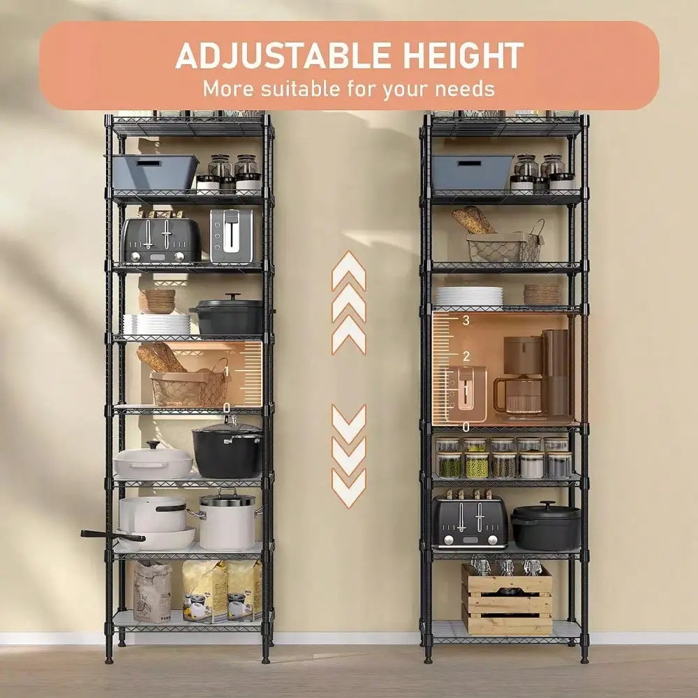 8-Tier 80 in Heavy Duty Metal Storage Shelving Unit Storage Rack Shelf Black