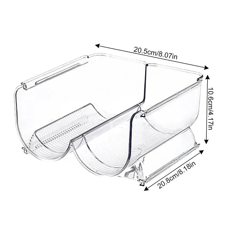 Clear Refrigerator Wine and Water Bottle Holder, Stackable Plastic Wine Rack Storage Organizer for Fridge, Cabinet, Pantry
