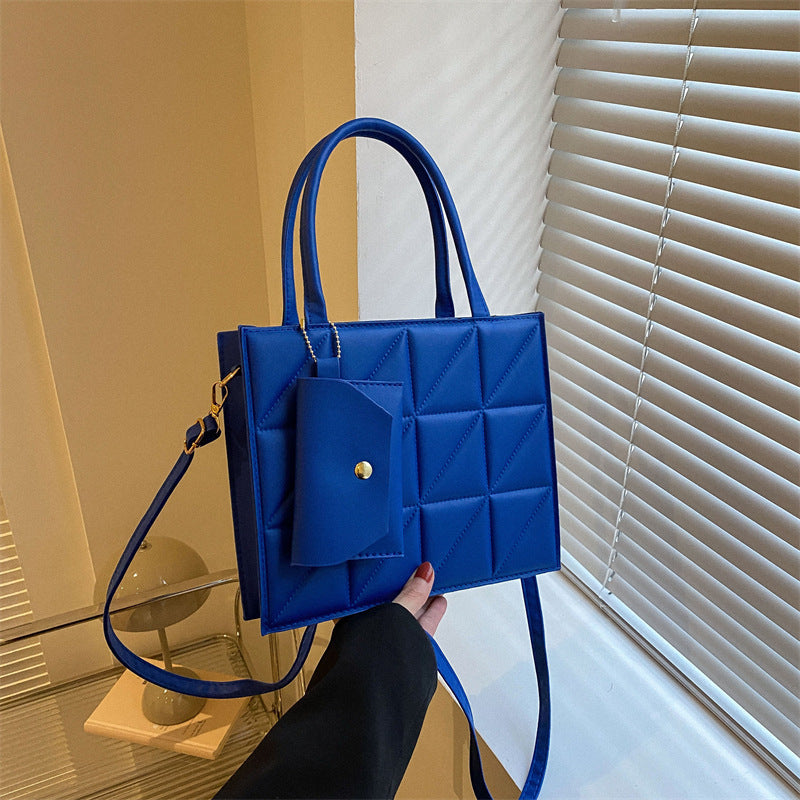Plaid Shoulder Bag with Small Wallet Square Tote for Women