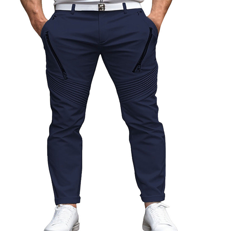 Men's Zipper Pleated Slim Fit Skinny Pants